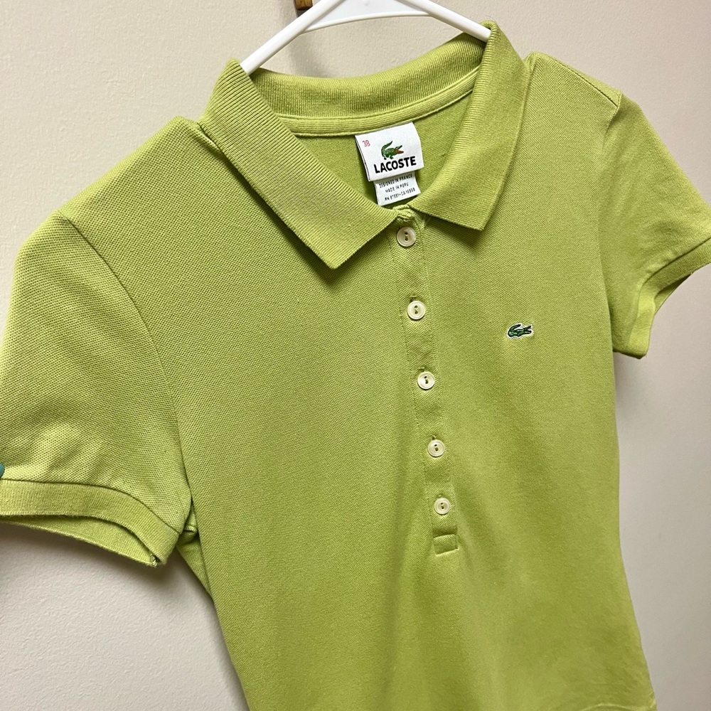 Early 00s Vintage 🐊 Key Lime Green Lacoste Polo - Picture 3 of 3